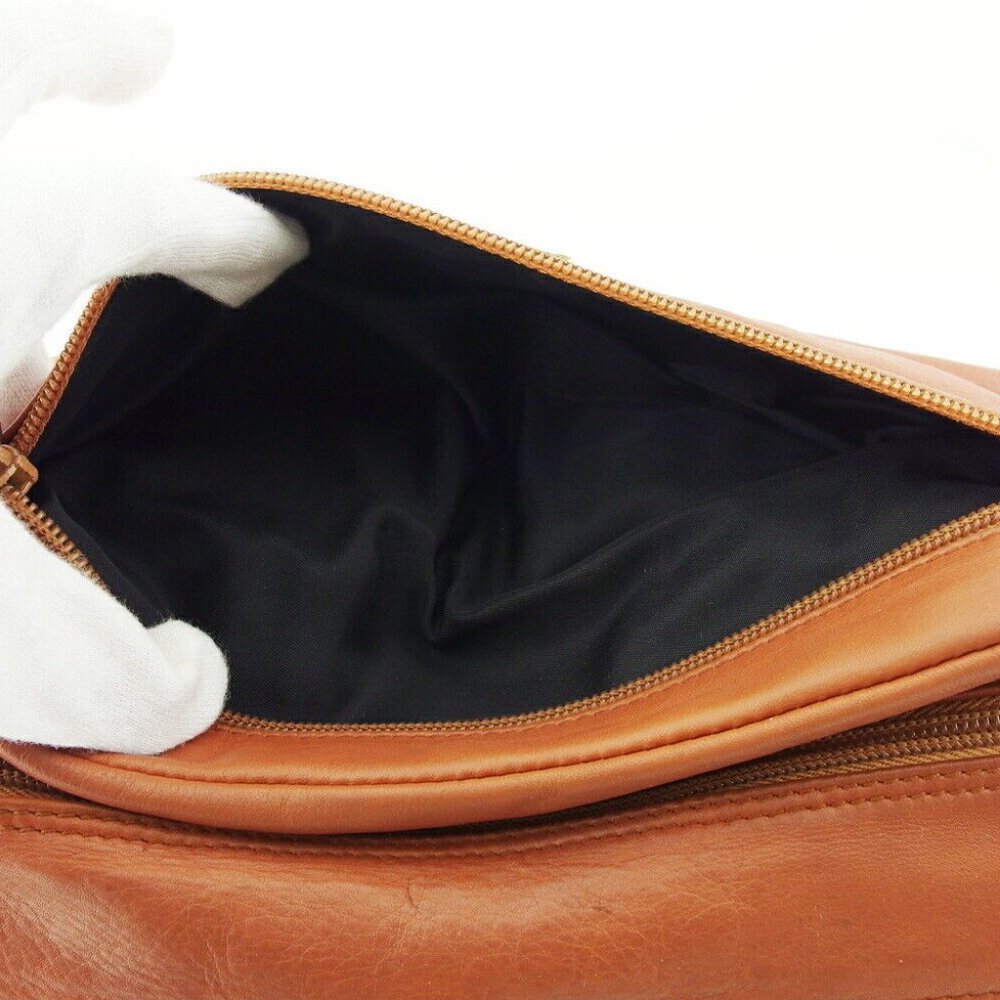 PRADA Clutch Bag Triangle Logo Leather Authentic - Picture 10 of 10